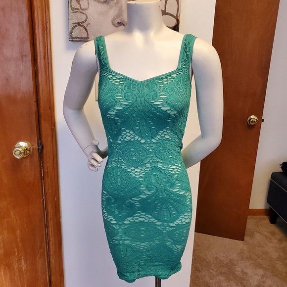 Green Lacey cocktail dress xs/s - Picture 1 of 3